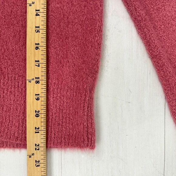 The Reeds x J.Crew‎ Size M Fuzzy Cardigan Sweater Flamingo Pink Eyelash Preppy - Picture 15 of 16